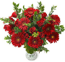 5 adet kirmizi gül 5 adet gerbera aranjmani  Çanakkale 14 şubat sevgililer günü çiçek 