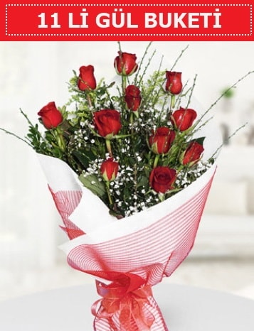11 adet kırmızı gül buketi Aşk budur  Çanakkale çiçekçiler 